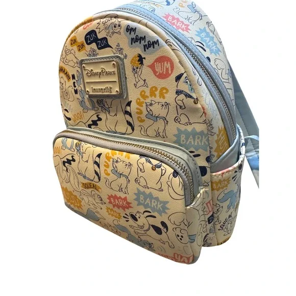 Disney Parks Loungefly Mini Backpack Disney Animals Sound Effects Print Blue - Picture 3 of 11